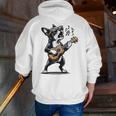 Dog Playing Guitar Singing Boston Terrier For Men Women Girls Kids Men Zip Up Hoodie Back Print, funny gift