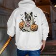 Halloween Boston Terrier Ghost Men Zip Up Hoodie Back Print, Boston Terrier Ghost Hoodies, Boston Terrier Halloween Hoodies, funny gift
