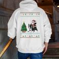Ugly Christmas Tree Lights Xmas Santa Riding Boston Terrier Men Zip Up Hoodie Back Print, Boston Terrier Riding Hoodies, Boston Terrier Christmas Hoodies, funny gift