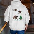 Xmas Lighting Tree Santa Riding Boston Terrier Christmas Men Zip Up Hoodie Back Print, Boston Terrier Riding Hoodies, Boston Terrier Christmas Hoodies, funny gift