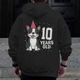 10 Years Old Birthday Boston Terrier Dog Lover 10th Party For Men Women Kids Men Zip Up Hoodie Back Print, funny design