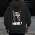 4th July Blue Heeler Dog Merica Patriotic USA Flag Cute Men Zip Up Hoodie Back Print, funny design