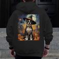 Aesthetic Halloween Boston Terrier Dog Witch Pumpkin For Men Women Kids Men Zip Up Hoodie Back Print, Boston Terrier Halloween Gifts, funny design