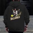 Ballaholic Boston Terrier Dog Chasing Bostie Ball Men Zip Up Hoodie Back Print, funny design