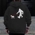 Bigfoot Walking With Bull Terrier Dog Men Zip Up Hoodie Back Print, funny design