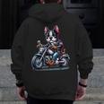 Biker Boston Terrier Dog Riding Motorbike Men Zip Up Hoodie Back Print, Boston Terrier Riding Gifts, funny design