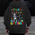 My Birthday Colorful Costume Boston Terrier Party Men Zip Up Hoodie Back Print, funny design