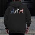 Boston Terrier 4th Of July Dog Patriotic USA Flag Man Woman Men Zip Up Hoodie Back Print, Patriotic Boston Terrier Gifts, Boston Terrier 4th Of July Gifts, funny design