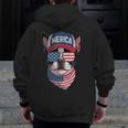 Boston Terrier 4th Of July US Merica Bostie Dog Patriotic For Men Women Kids Men Zip Up Hoodie Back Print, Patriotic Boston Terrier Gifts, Boston Terrier 4th Of July Gifts, funny design