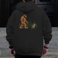 Boston Terrier Bigfoot Dog Walking Dog Mom Dad Kids Men Zip Up Hoodie Back Print, Couple Gifts, Mom Gifts, Boston Terrier Dad Gifts, Boston Terrier Mom Gifts, funny design