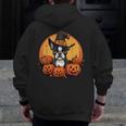 Boston Terrier Bostie Dog Breed Pet Halloween Pumpkins Men Zip Up Hoodie Back Print, Boston Terrier Halloween Gifts, funny design