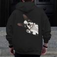 Boston Terrier Bostie Dog Kids Boys Girls Men Zip Up Hoodie Back Print, funny design