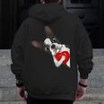 Boston Terrier Bostie Dog Kids Women Girls Men Zip Up Hoodie Back Print, funny design