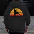 Boston Terrier Bostie Sunset Retro Dog Pet Mom Dad Men Zip Up Hoodie Back Print, Couple Gifts, Mom Gifts, Boston Terrier Dad Gifts, Boston Terrier Mom Gifts, funny design