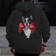 Boston Terrier Boxing Men Zip Up Hoodie Back Print, funny design