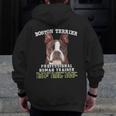 Boston Terrier Brindle Dog Professional Human Trainer Men Zip Up Hoodie Back Print, funny design