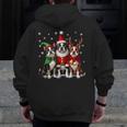 Boston Terrier Christmas Dogs Santa Reindeer Elf Men Zip Up Hoodie Back Print, Boston Terrier Christmas Gifts, funny design