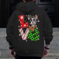 Boston Terrier Christmas Tree Lights Santa Dog Xmas For Men Women Kids Men Zip Up Hoodie Back Print, Boston Terrier Christmas Gifts, funny design