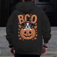 Boston Terrier Costume On Pumpkin Halloween Boston Terrier Men Zip Up Hoodie Back Print, Boston Terrier Halloween Gifts, funny design