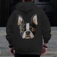 Boston Terrier Cute Puppy Face Dog Lover Pet Owner Men Zip Up Hoodie Back Print, funny design