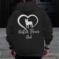 Boston Terrier Dad Cute Boston Terrier Silhouette Heart Men Zip Up Hoodie Back Print, Couple Gifts, Boston Terrier Dad Gifts, funny design