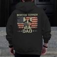 Boston Terrier Dad Dog Lovers American Flag 4th Of July For Women Men Men Zip Up Hoodie Back Print, Couple Gifts, Boston Terrier Dad Gifts, American Boston Terrier Gifts, Boston Terrier 4th Of July Gifts, funny design