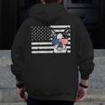 Boston Terrier Dog 4th Of July US American Flag Patriotic Men Zip Up Hoodie Back Print, Patriotic Boston Terrier Gifts, American Boston Terrier Gifts, Boston Terrier 4th Of July Gifts, funny design