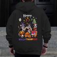 Boston Terrier Dog Christmas Happy Hallothankmas Halloween For Men Women Kids Men Zip Up Hoodie Back Print, Boston Terrier Christmas Gifts, Boston Terrier Halloween Gifts, funny design
