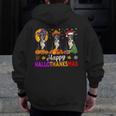 Boston Terrier Dog Halloween Christmas Hallothanksmas Men Women Kids Men Zip Up Hoodie Back Print, Boston Terrier Christmas Gifts, Boston Terrier Halloween Gifts, funny design