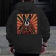 Boston Terrier Dog Japanese Art Samurai Ukiyo-e Men Zip Up Hoodie Back Print, funny design