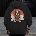 Boston Terrier Dog Japanese Style Samurai Dogs Men Zip Up Hoodie Back Print, funny design