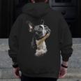 Boston Terrier Dog Graphic Pet Art Boston Terrier For Men Women Kids Men Zip Up Hoodie Back Print, funny design