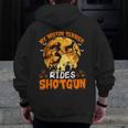 My Boston Terrier Dog Rides Shotgun Witch Halloween Men Women Men Zip Up Hoodie Back Print, Boston Terrier Halloween Gifts, funny design