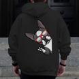 Boston Terrier Dog From Side Boston Bull Men Zip Up Hoodie Back Print, funny design
