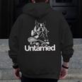 Boston Terrier Dog Untamed For Men Women Men Zip Up Hoodie Back Print, funny design