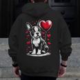 Boston Terrier Dog Valentine's Day Dog Owner Men Zip Up Hoodie Back Print, funny design