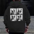 Boston Terrier Dogs With Sunglasses Photo Pets Meme Men Zip Up Hoodie Back Print, funny design
