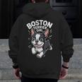 Boston Terrier Girl Cute Cartoon For Dog Owners Pet Terrier Men Zip Up Hoodie Back Print, funny design