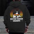 Boston Terrier Grandpa Dog Owner Boston Terrier Men Zip Up Hoodie Back Print, funny design