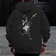Boston Terrier Guitar Men Zip Up Hoodie Back Print, funny design