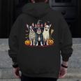 Boston Terrier Halloween Costume Mummy Witch Ghost Dog Lover For Men Women Kids Men Zip Up Hoodie Back Print, Boston Terrier Ghost Gifts, Boston Terrier Halloween Gifts, funny design