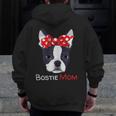 Boston Terrier Mom Bostie Women Girls Men Zip Up Hoodie Back Print, Couple Gifts, Mom Gifts, Boston Terrier Mom Gifts, funny design