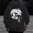Boston Terrier And Moon Halloween Costume Dog Lover Men Zip Up Hoodie Back Print, Boston Terrier Halloween Gifts, funny design