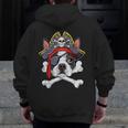 Boston Terrier Pirate T Shirt Jolly Roger Crossbones Skull Men Zip Up Hoodie Back Print, funny design