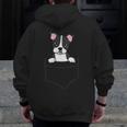 Boston Terrier In The Pocket Cute Pocket Boston Terrier Men Zip Up Hoodie Back Print, funny design