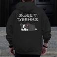 Boston Terrier Puppy Sweet Dreams Pajama For Bedtime Men Zip Up Hoodie Back Print, funny design