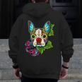 Boston Terrier In Red Day Of The Dead Sugar Skull Dog Men Zip Up Hoodie Back Print, funny design