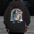 Boston Terrier Riding Dinosaur T-Rex Boys Kids Rainbow Men Zip Up Hoodie Back Print, Boston Terrier Riding Gifts, funny design