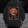 Boston Terrier Samurai Ninja Vintage Anime Japanese Ukiyo-e Men Zip Up Hoodie Back Print, funny design