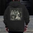 Boston Terrier Selfie With Ghosts Halloween Dog Lover Men Zip Up Hoodie Back Print, Boston Terrier Halloween Gifts, funny design